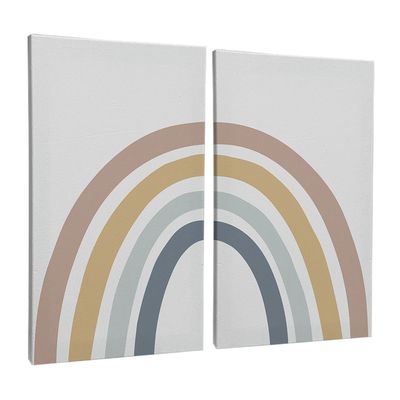 Quadro-Decorativo-2-Telas-Arco-Iris-60x90-Moldura-Preta-com-vidro