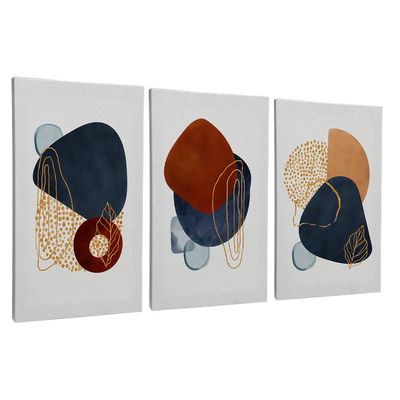 Quadro-Decorativo-3-Telas-Composicao-IX-60x90-Moldura-Branca-com-vidro