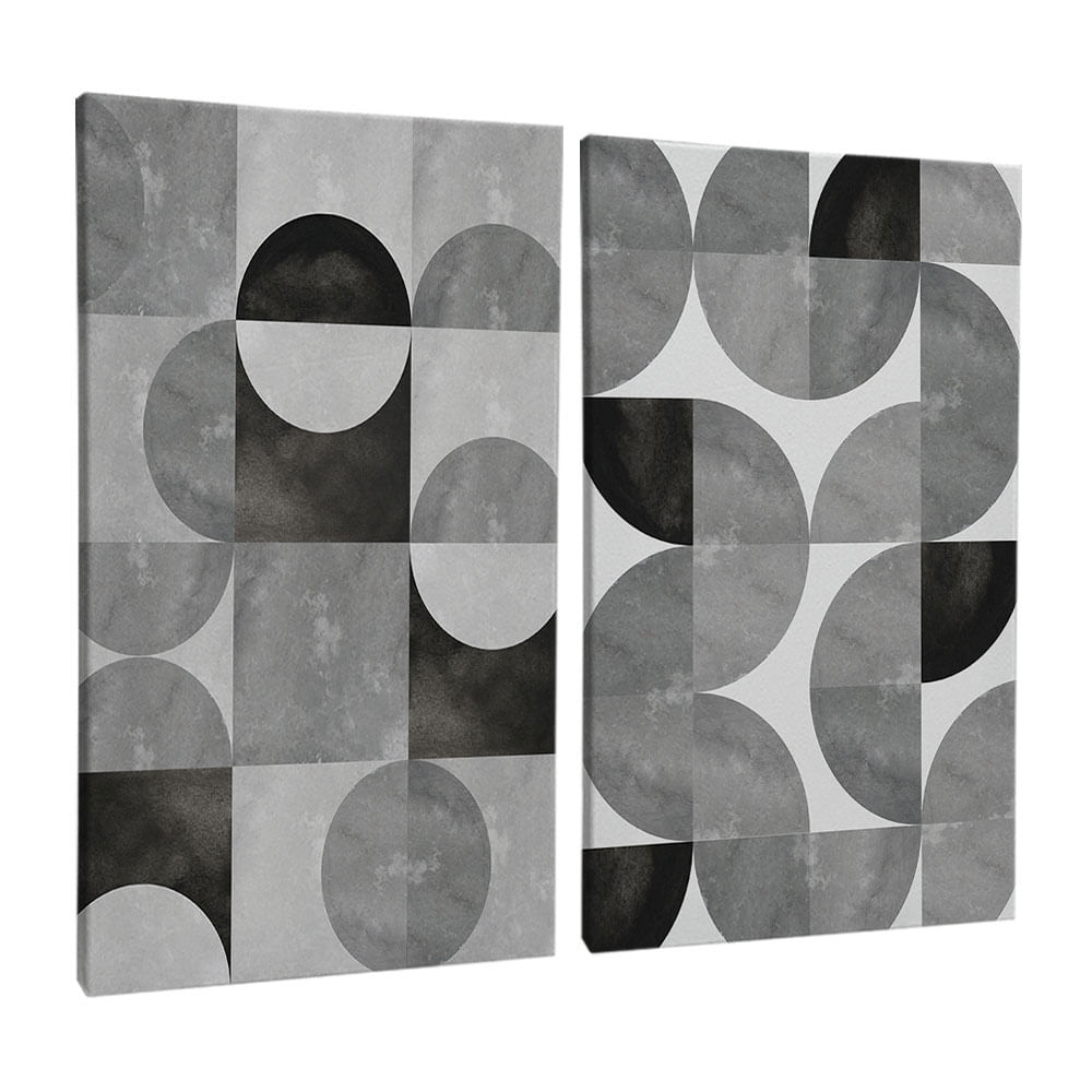 Quadro Decorativo 2 Telas Composição VIII 40X60 Moldura Preto sem vidro - Imagem 2