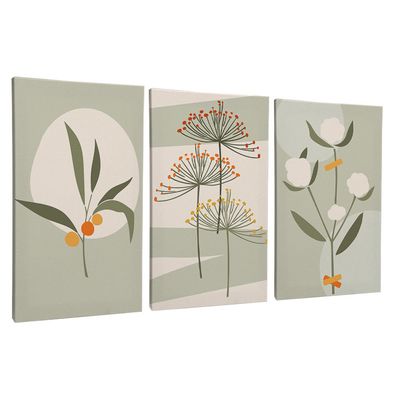 Quadro-Decorativo-3-Telas-Florais-60x90-Moldura-Natural-com-vidro