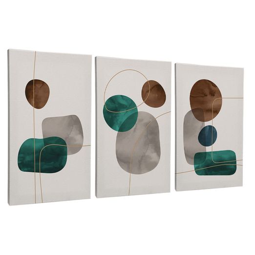 Quadro-Decorativo-3-Telas-Composicao-III-60x90-Moldura-Branca-com-vidro