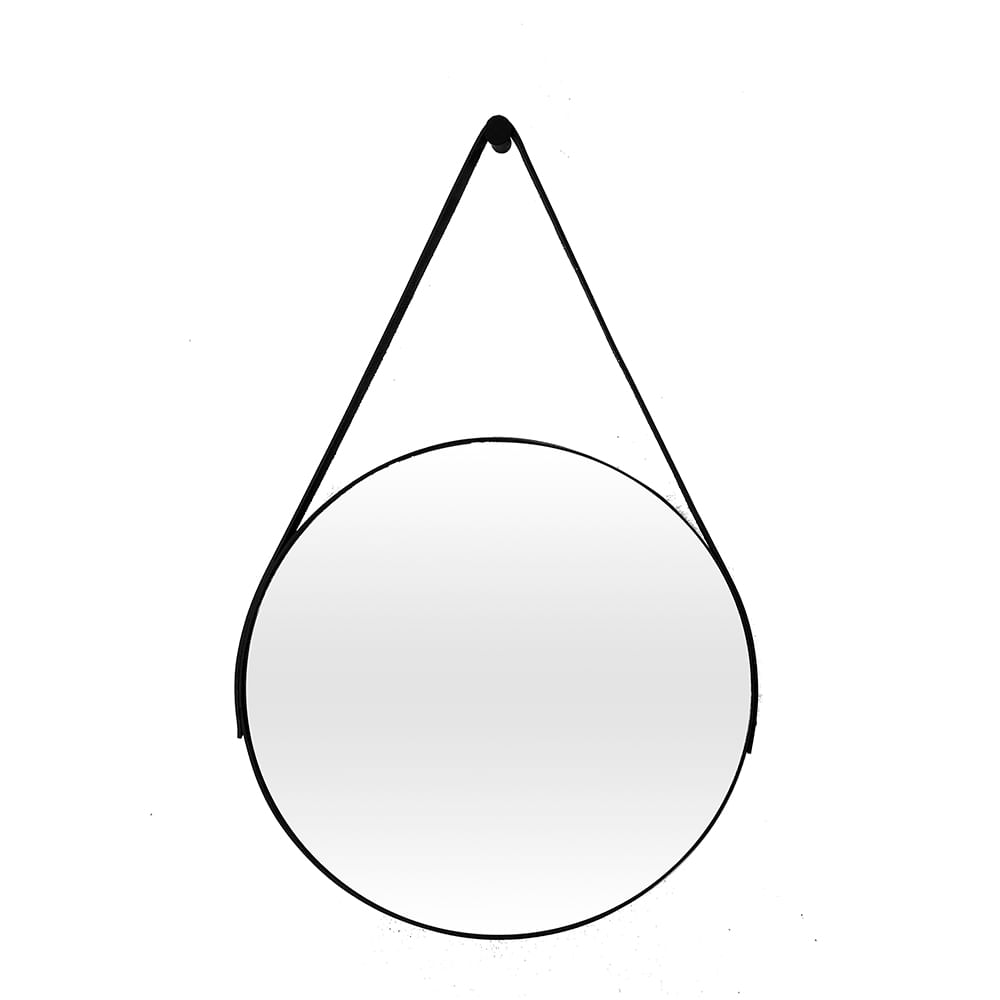 Espelho Adnet em Couro 30cm + Suporte Preto - Imagem 2