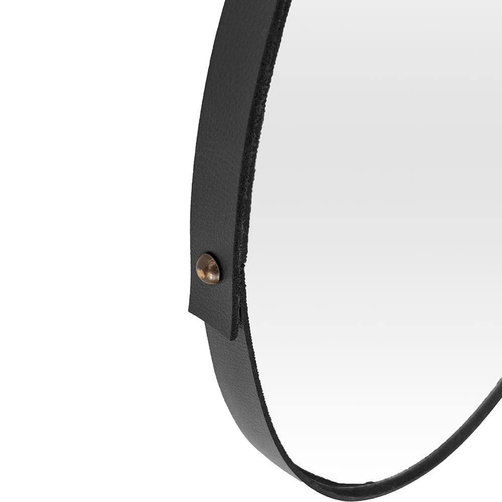 Espelho Adnet em Couro 30cm + Suporte Preto - Imagem 4