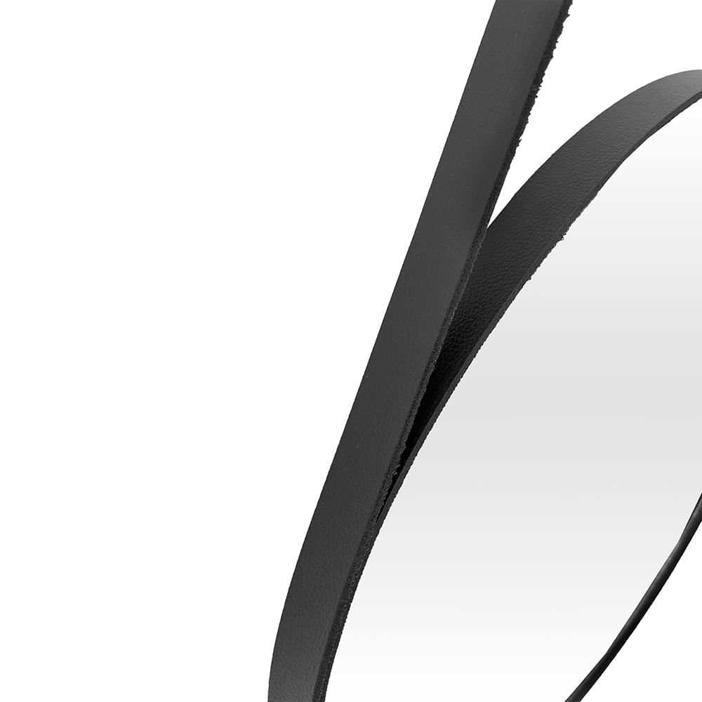 Espelho Adnet em Couro 30cm + Suporte Preto - Imagem 5
