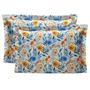 Porta Travesseiro Izzy Floral Azul com 02 Peças 55x75cm
