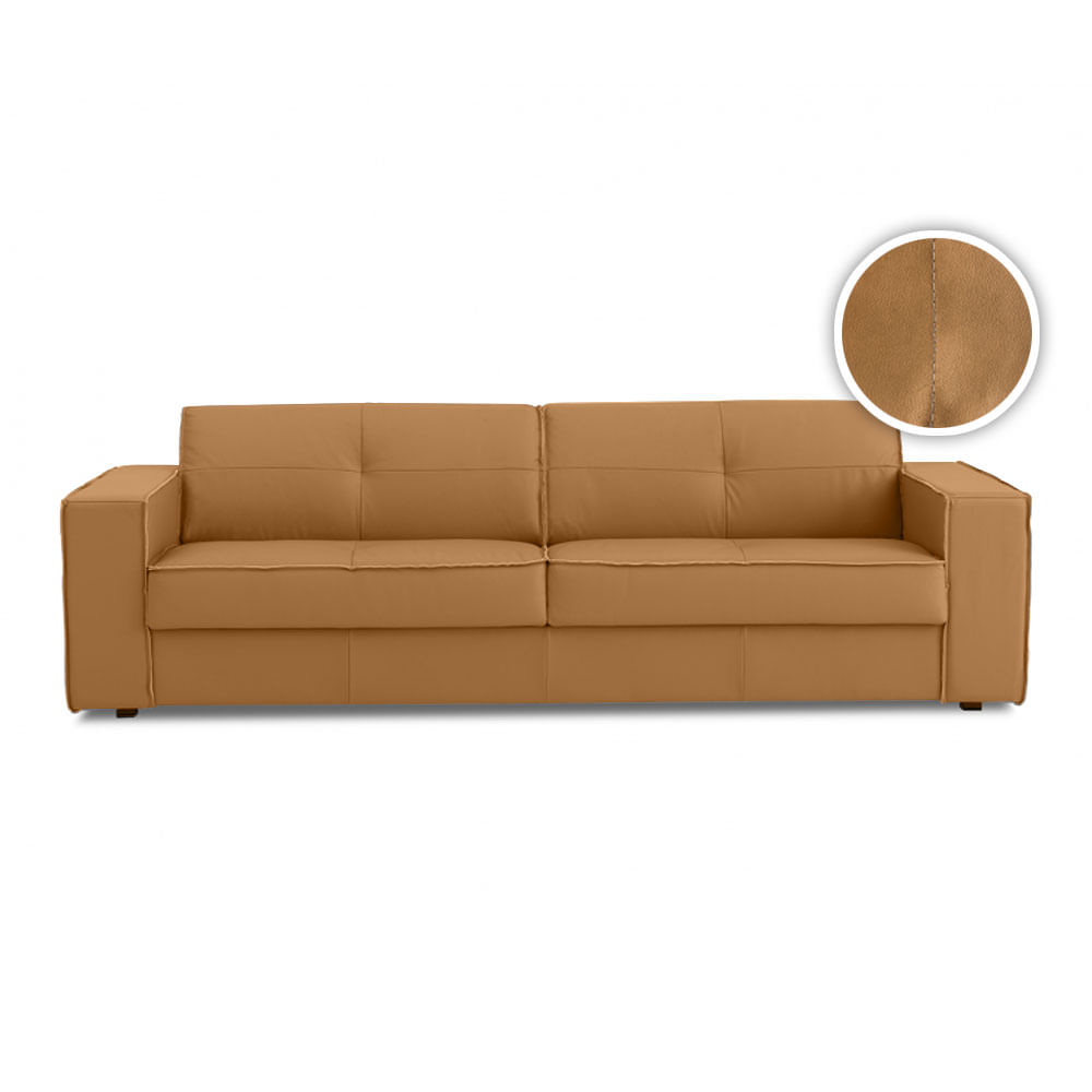 Sofá Avan em Couro Estonado Amarula 2,42m - Imagem 2