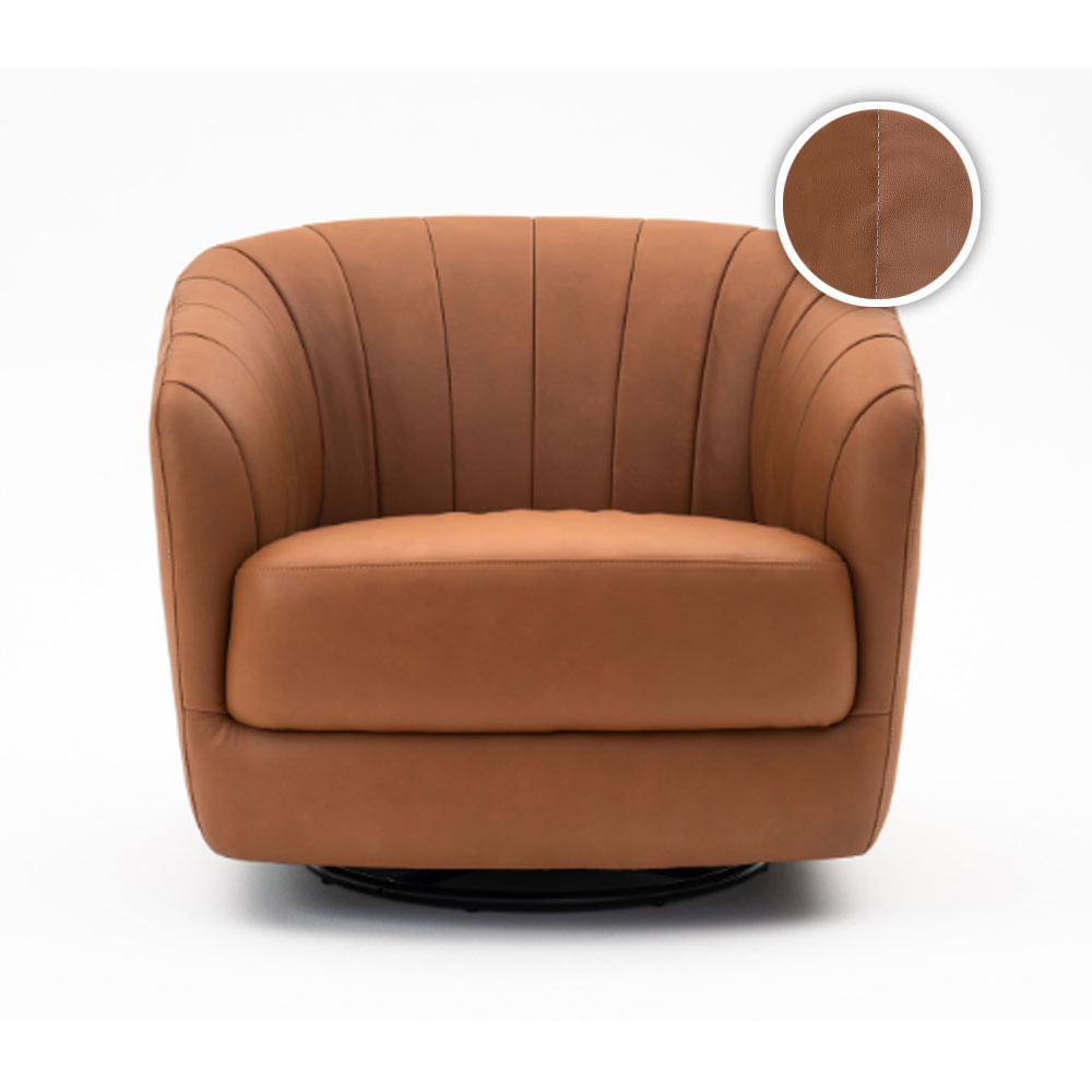 Poltrona Mendonza em Couro Estonado Amarula - Imagem 2