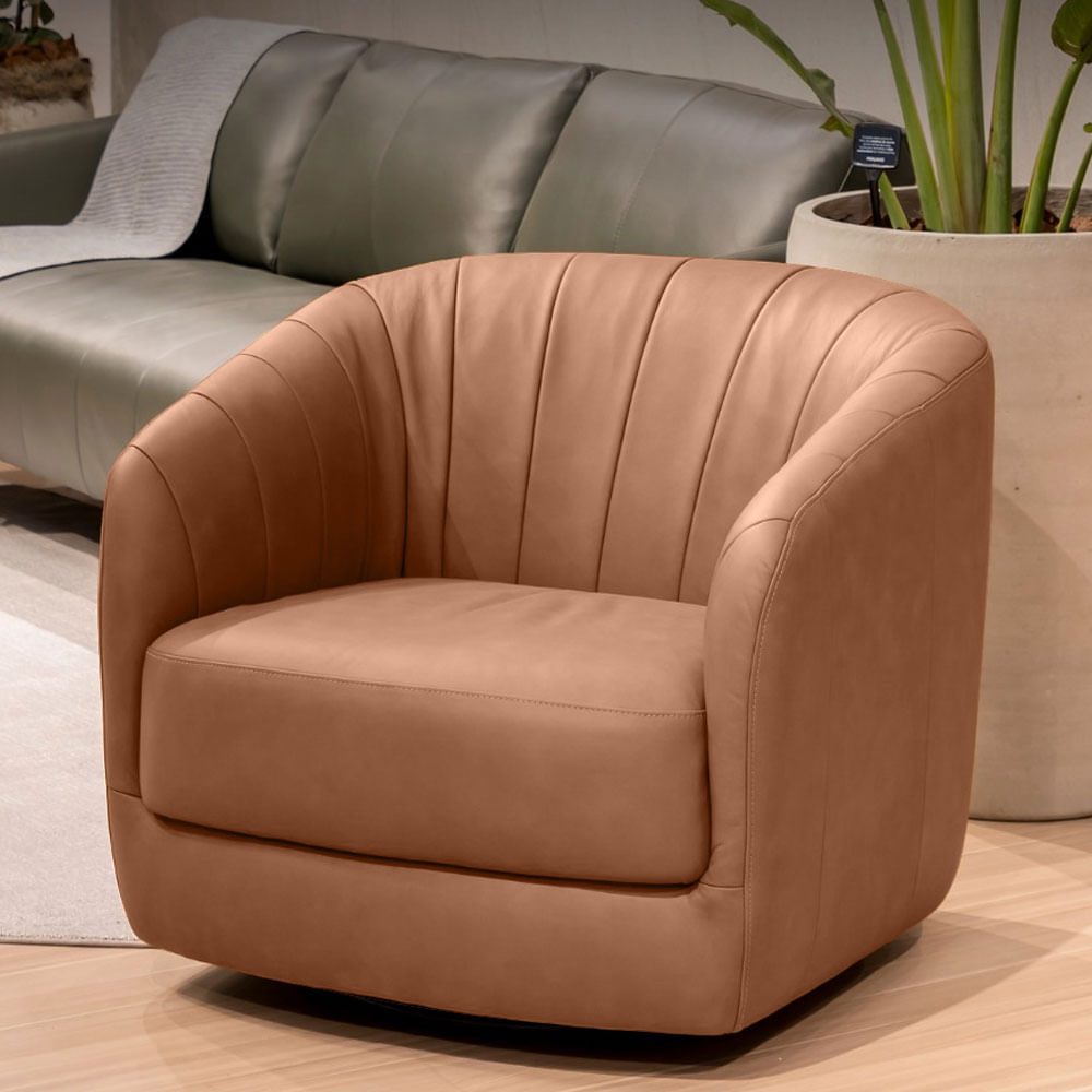 Poltrona Mendonza em Couro Estonado Amarula - Imagem 4