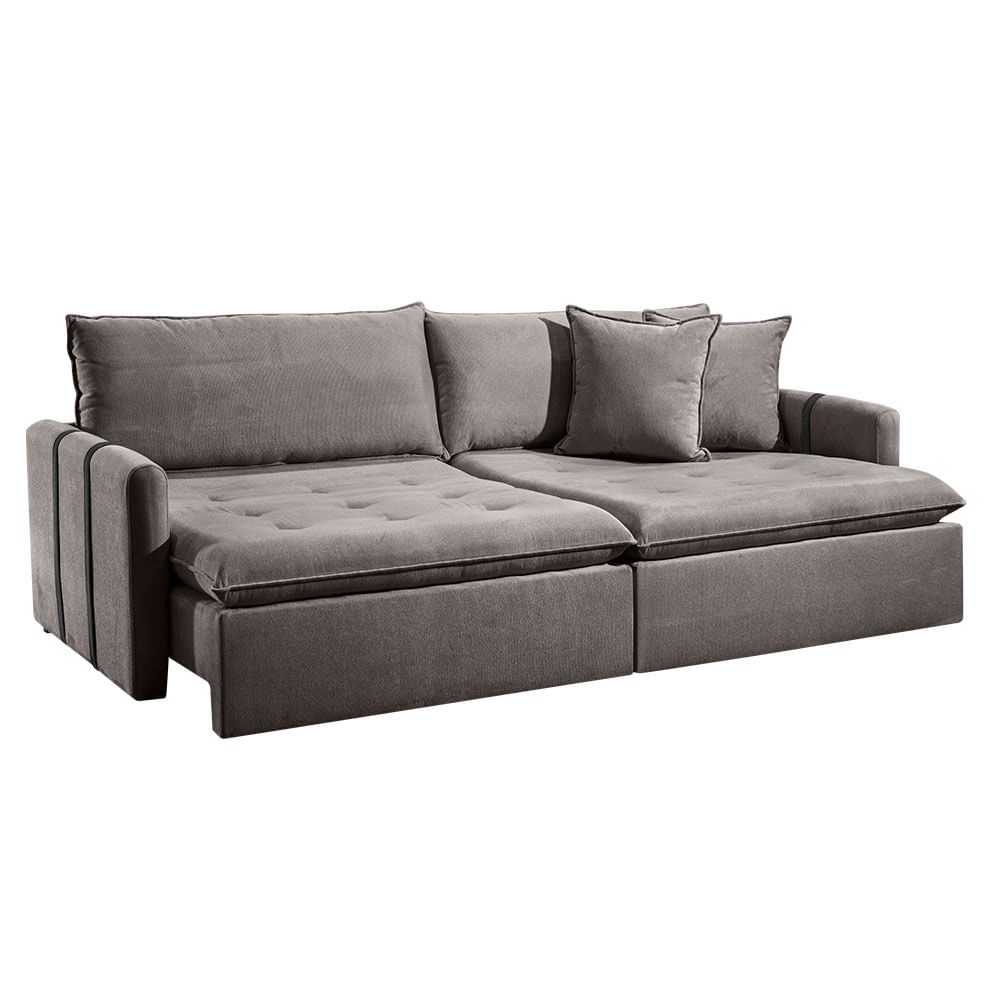 Sofá Texas Retrátil e Reclinável sem Caixa em Linho Grafite  2,04m