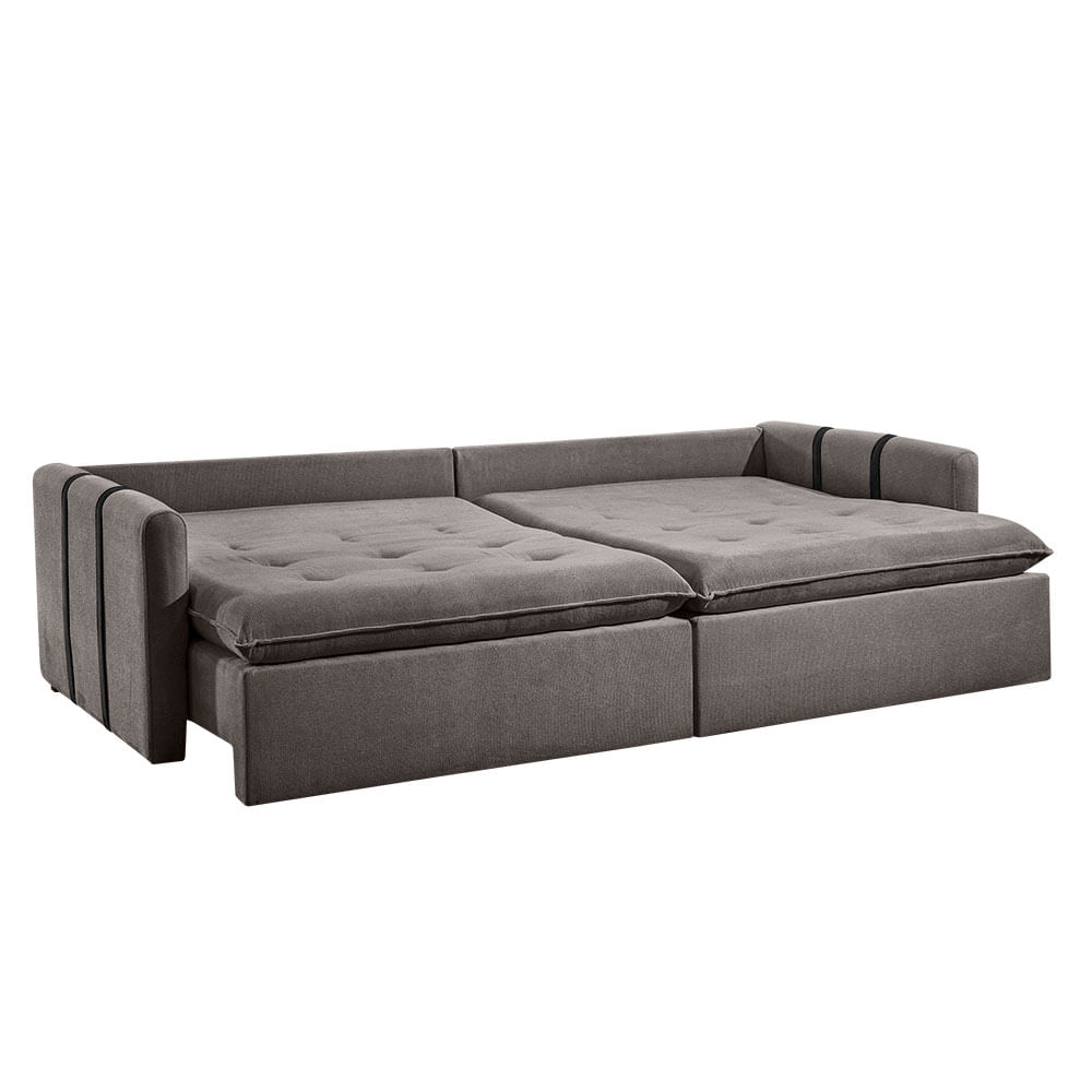 Sofá Texas Retrátil e Reclinável sem Caixa em Linho Grafite 2,04m - Imagem 2