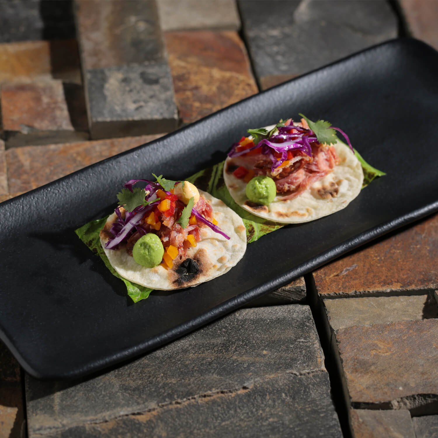 Conjunto com 4 Travessas Retangular Média Orgânico Preto Matte 33x13cm - Imagem 2