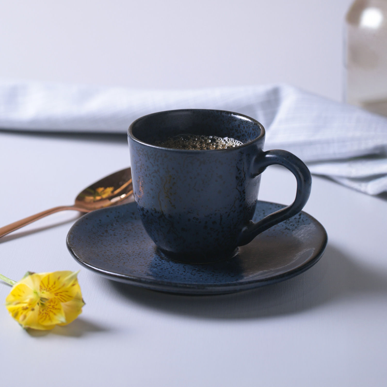 Conjunto com 6 Xícaras de Café com Pires Orgânico Night Blue 120ml - Imagem 3