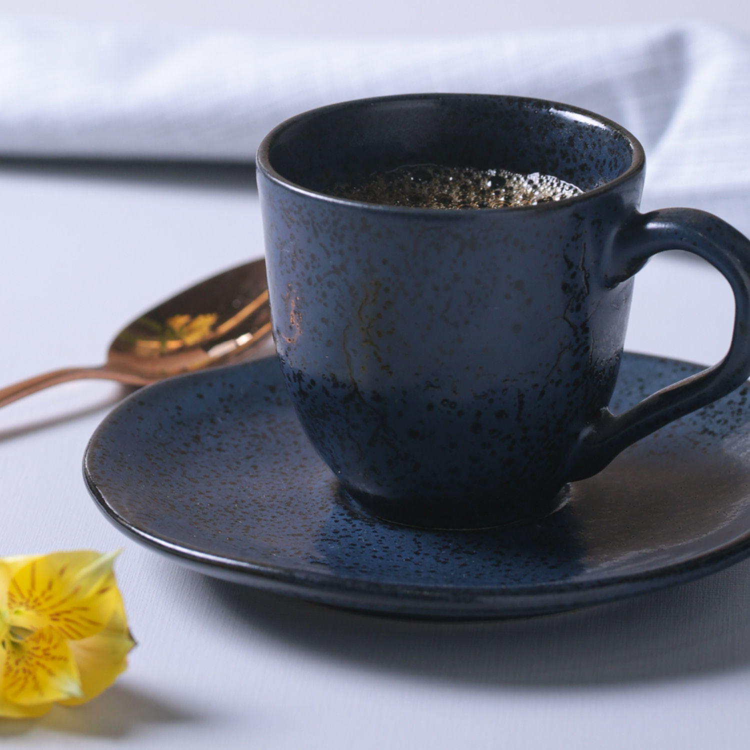 Conjunto com 6 Xícaras de Café com Pires Orgânico Night Blue 120ml - Imagem 4