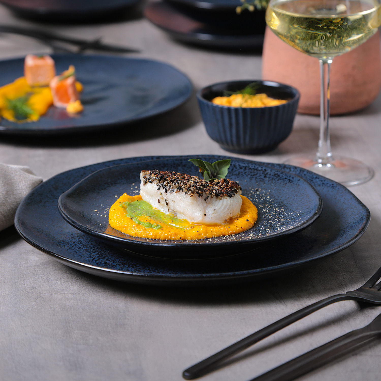 Conjunto com 6 Pratos de Sobremesa Orgânico Night Blue Ø19,5cm - Imagem 4