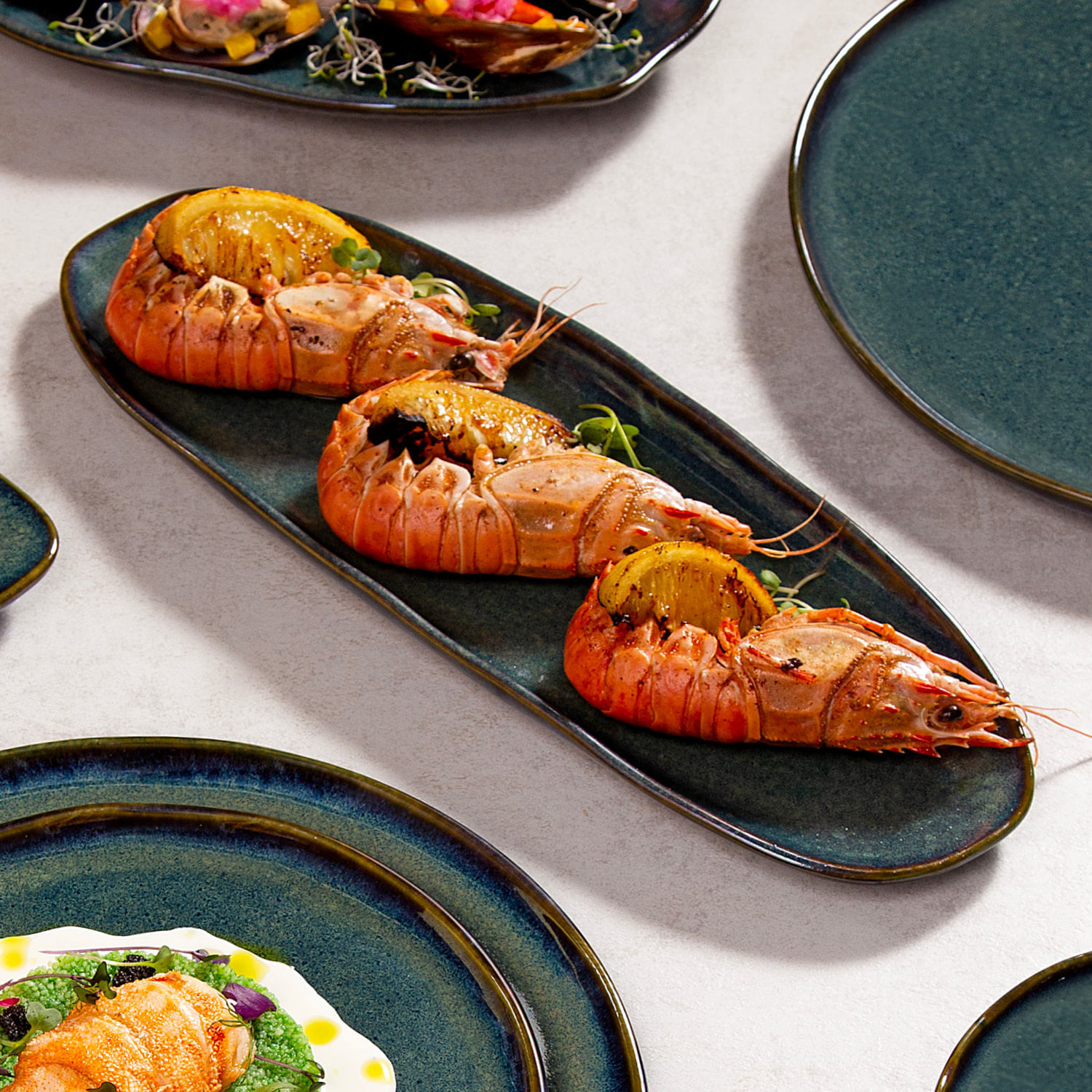 Conjunto com 4 Travessas Oval Rasa Grande Orgânico Oceano 36x13cm - Imagem 2