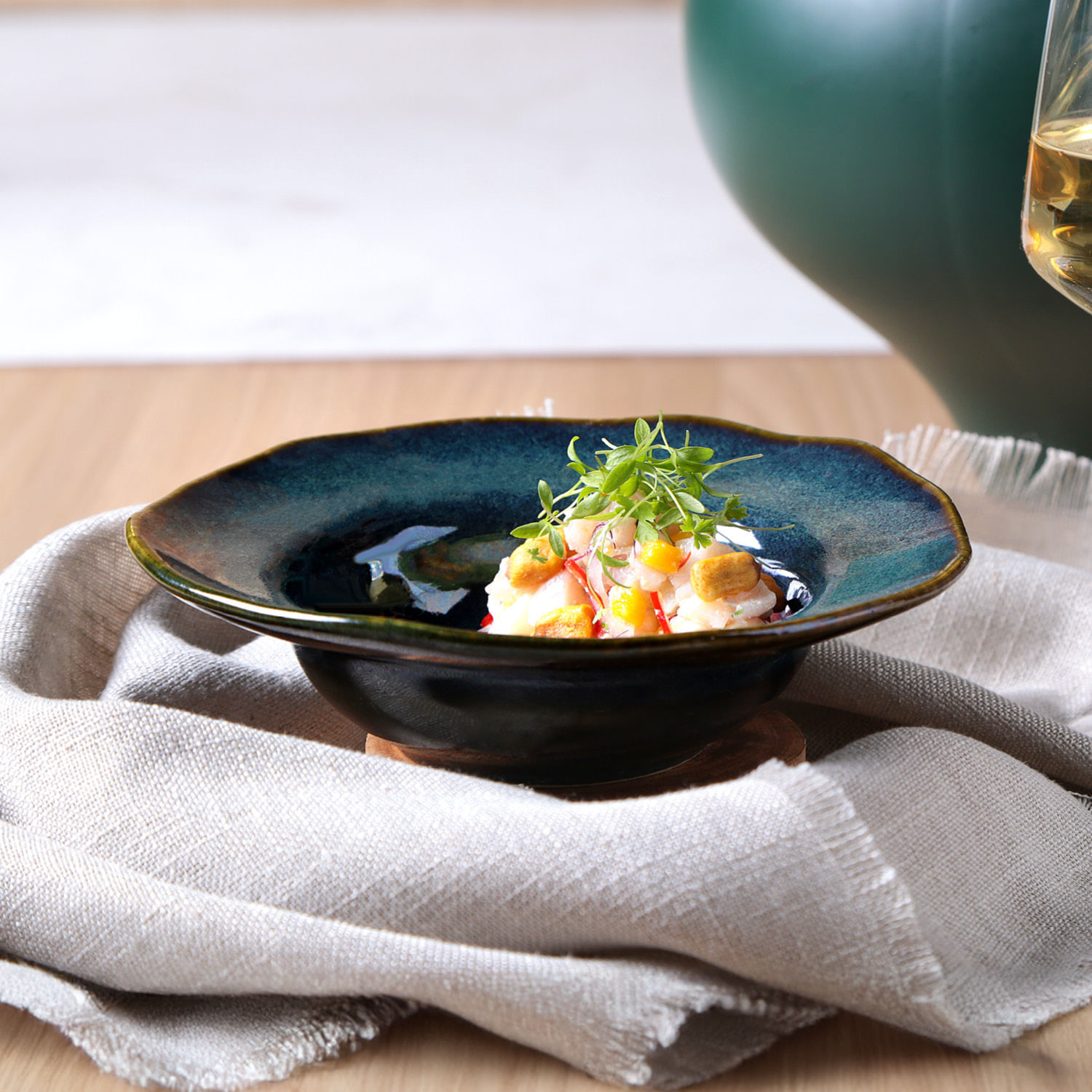 Conjunto com 4 Pratos de Entrada/Sobremesa Orgânico Oceano Ø19x5,5cm 250ml - Imagem 4