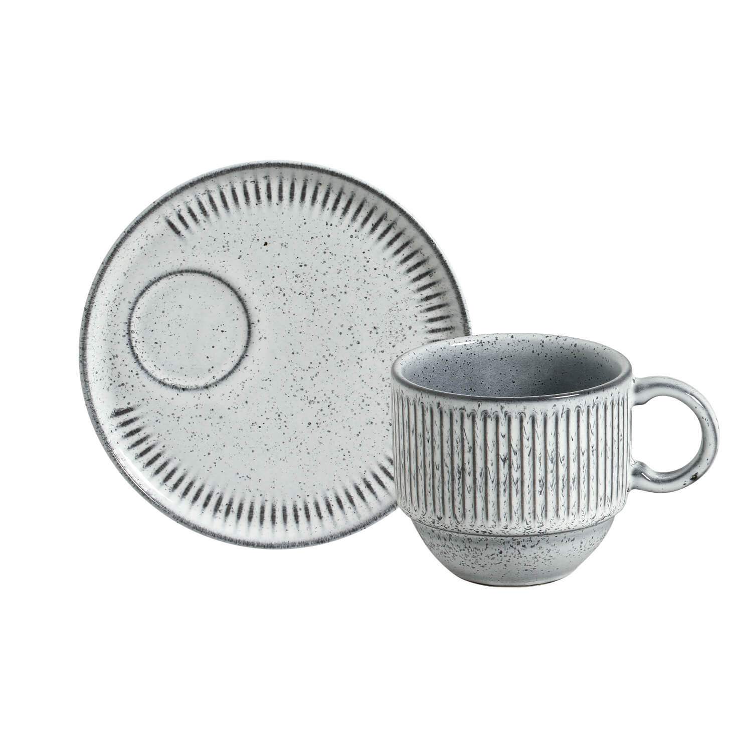 Conjunto com 6 Xícaras de Chá Empilhável com 6 Pires Linhas Echo 230ml