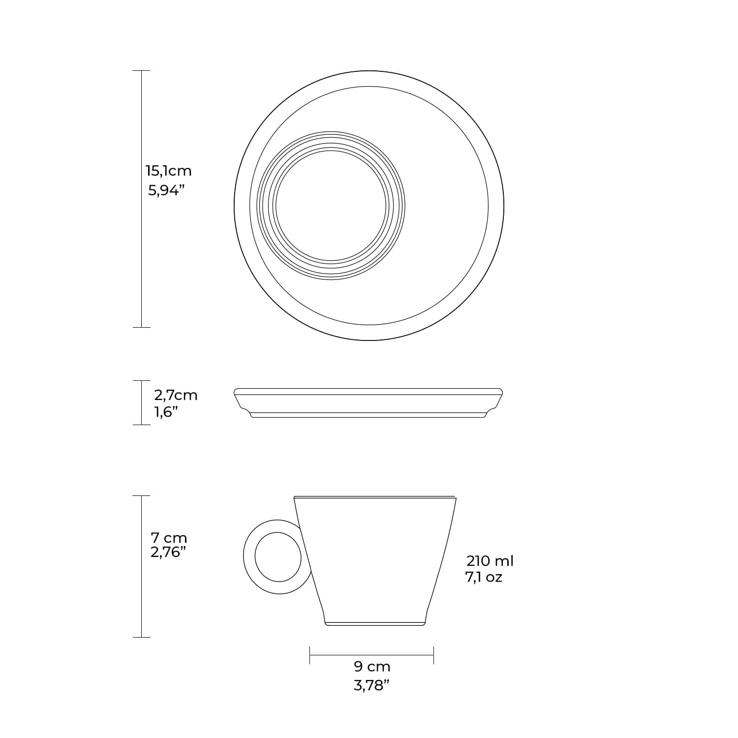 Conjunto com 6 Xícaras de Chá Neo com Pires Neo Echo 210ml - Imagem 7