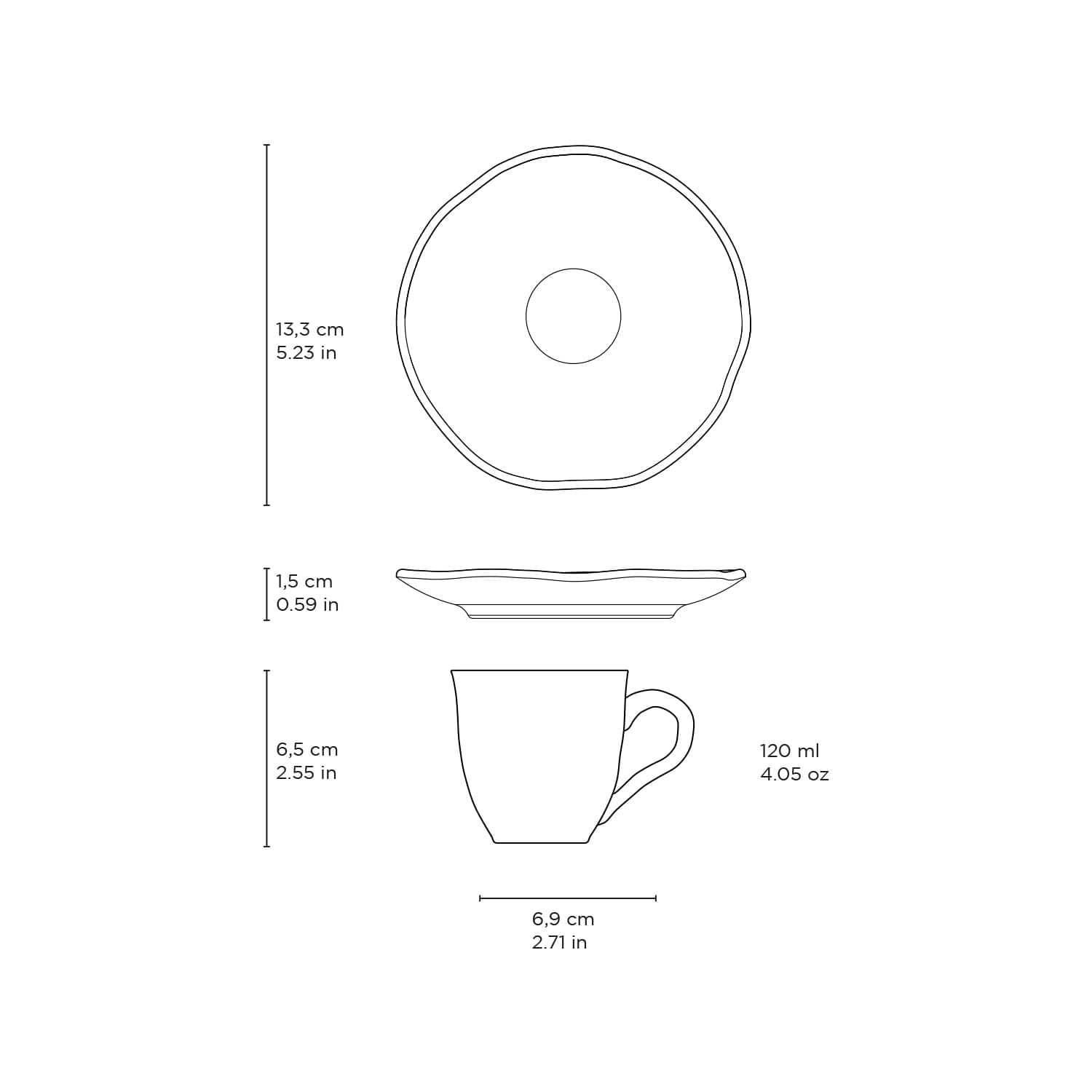 Conjunto com 6 Xícaras de Café com Pires Bio Echo 120ml - Imagem 2