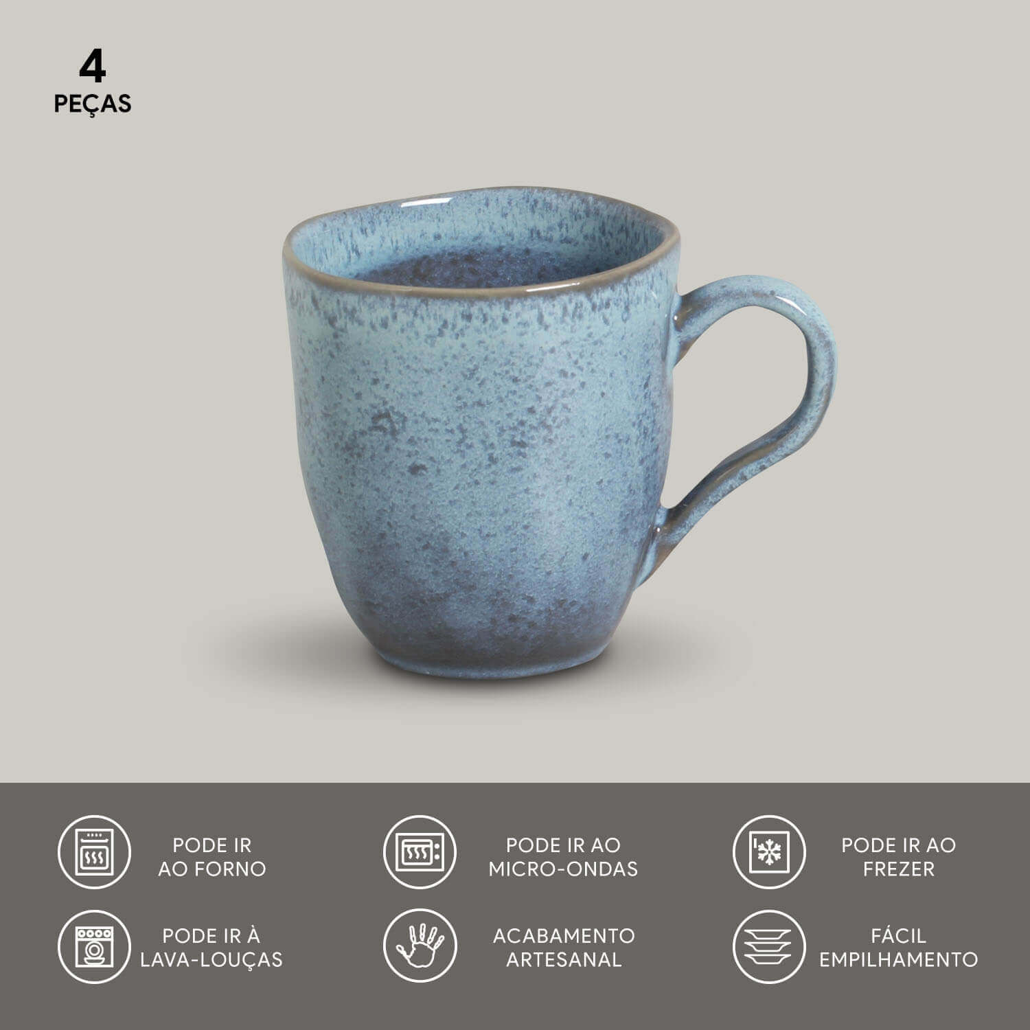 Conjunto com 4 Canecas Orgânico Breeze 273ml - Imagem 3