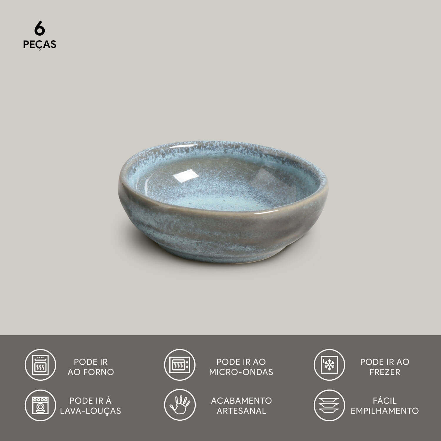 Conjunto com 6 Ramequim Médio Orgânico Breeze Ø9x3cm 70ml - Imagem 3