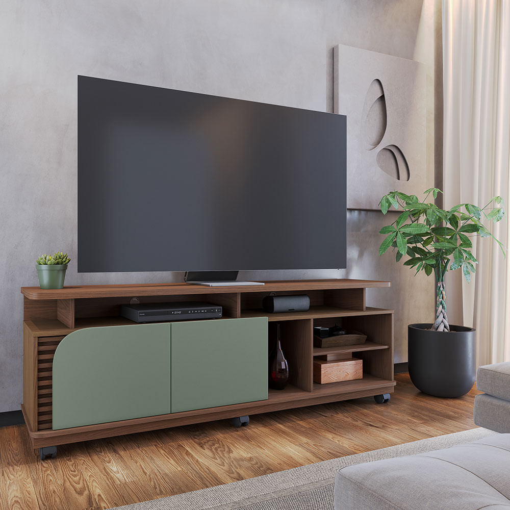 Rack Jurere com 2 Portas Amêndoa e Hortelã 1,80m - Imagem 6