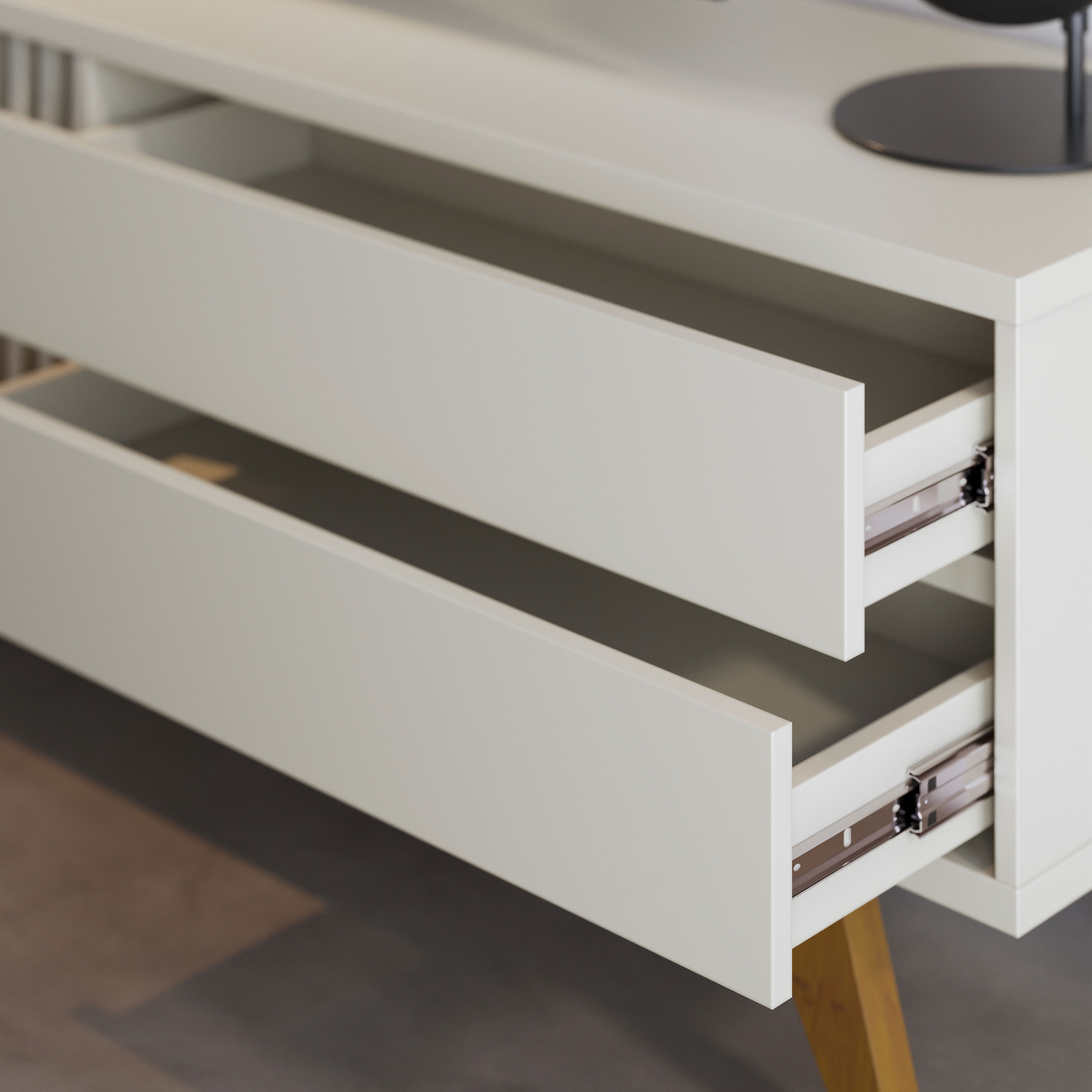 Rack Veneza com 2 Gavetas Off White 2,00m - Imagem 5