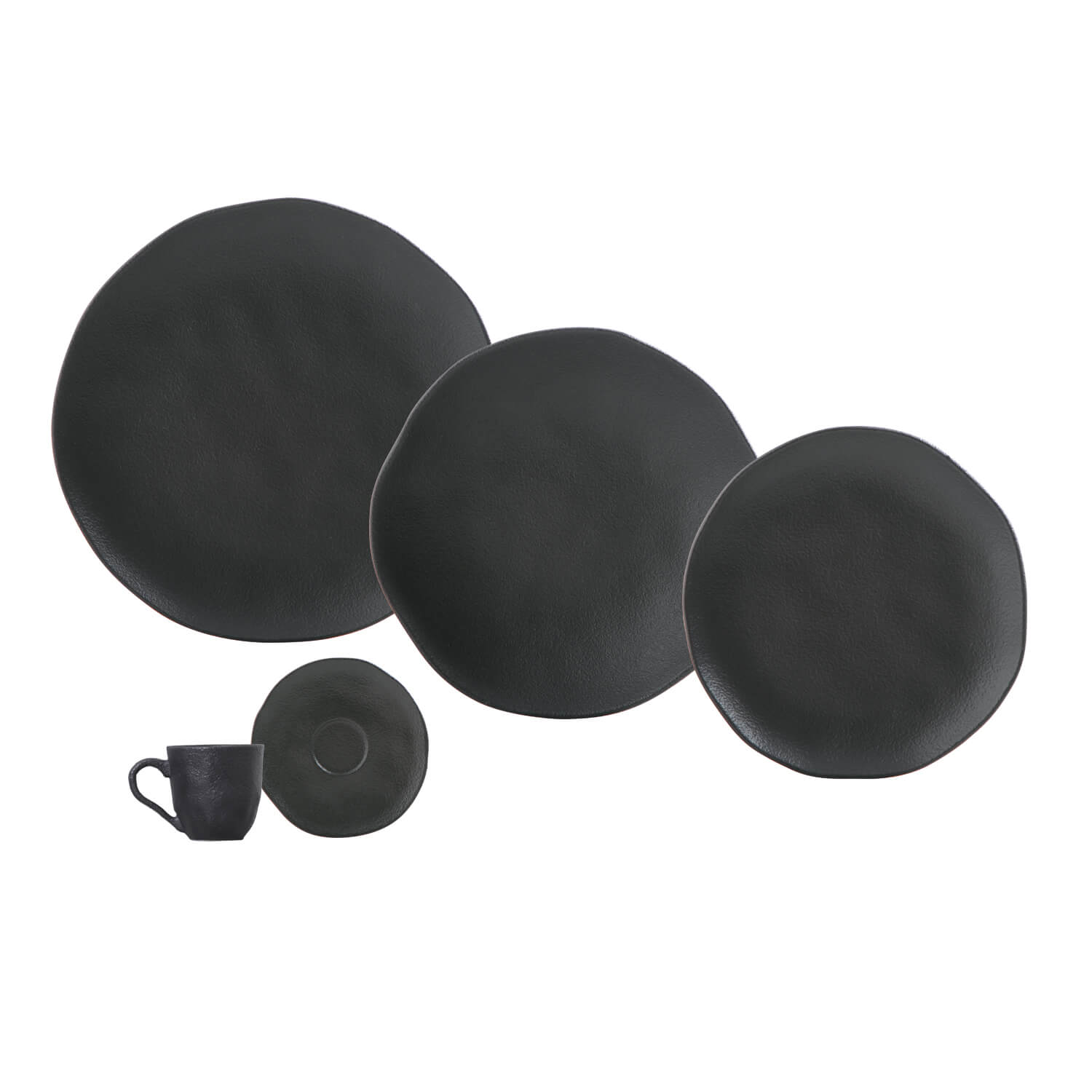 Aparelho de Jantar 30 Peças Orgânico Preto Matte