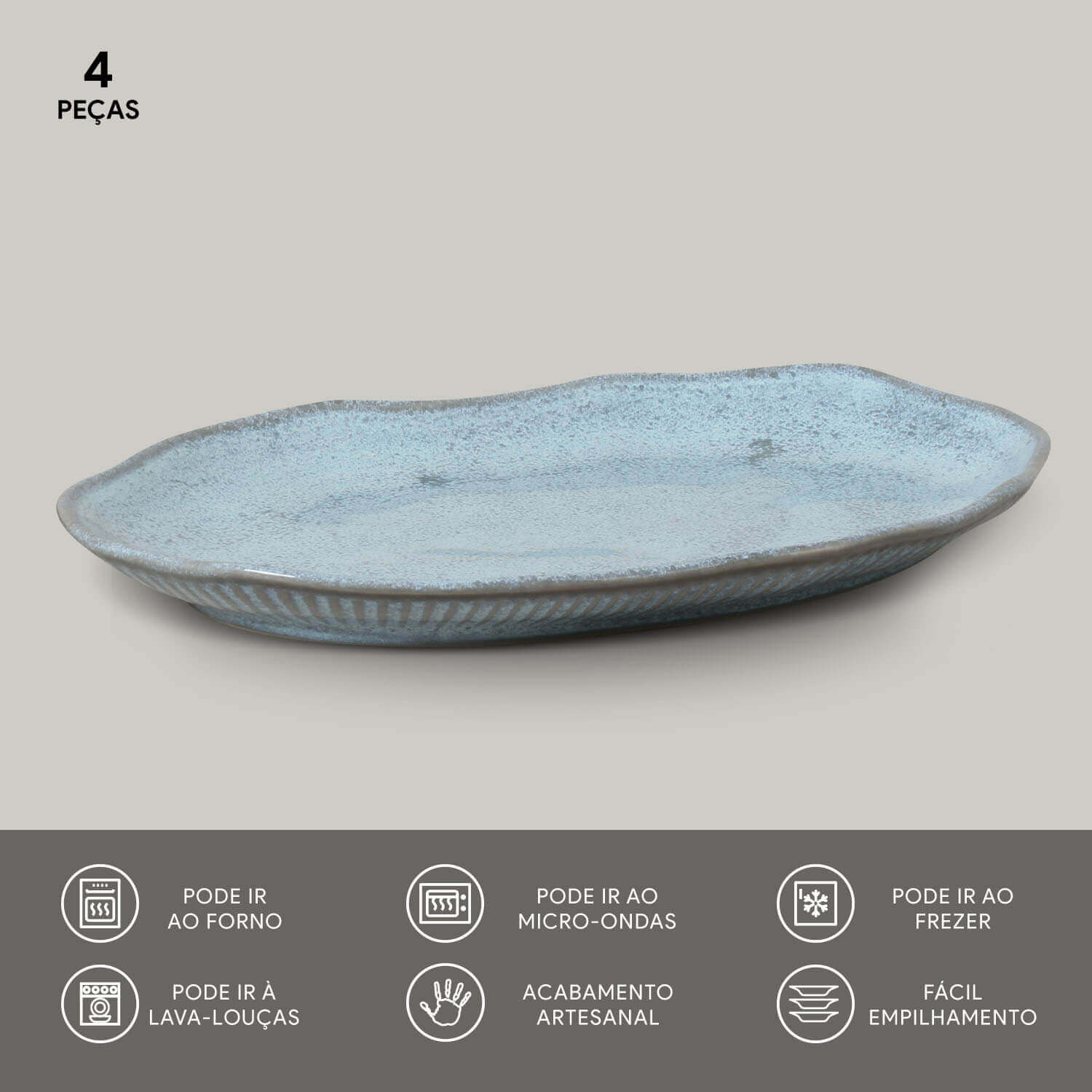 Conjunto com 4 Travessas Oval Rasa Média Bio Breeze 30x20cm - Imagem 3