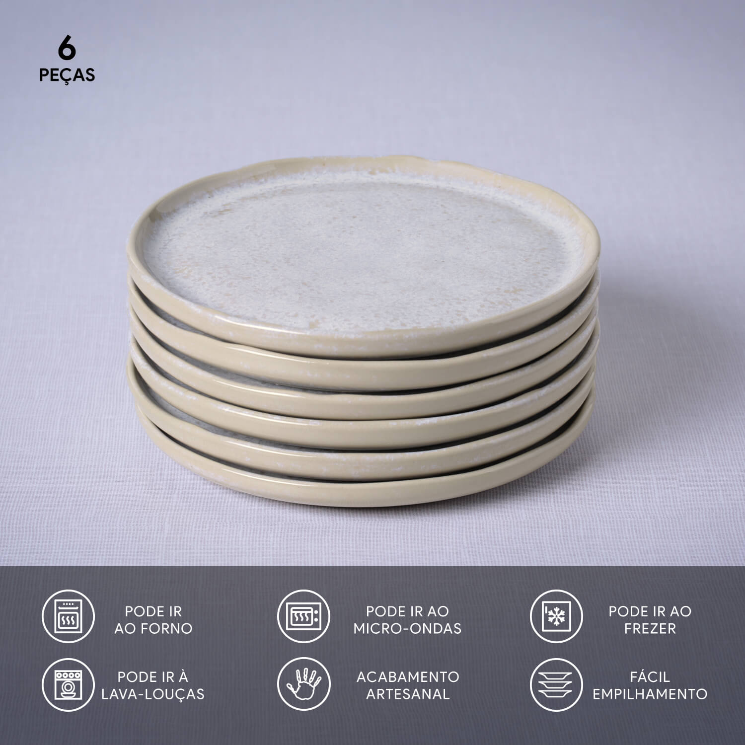 Conjunto com 6 Pratos de Pão Bio Latte Ø15,5x1,6cm - Imagem 3