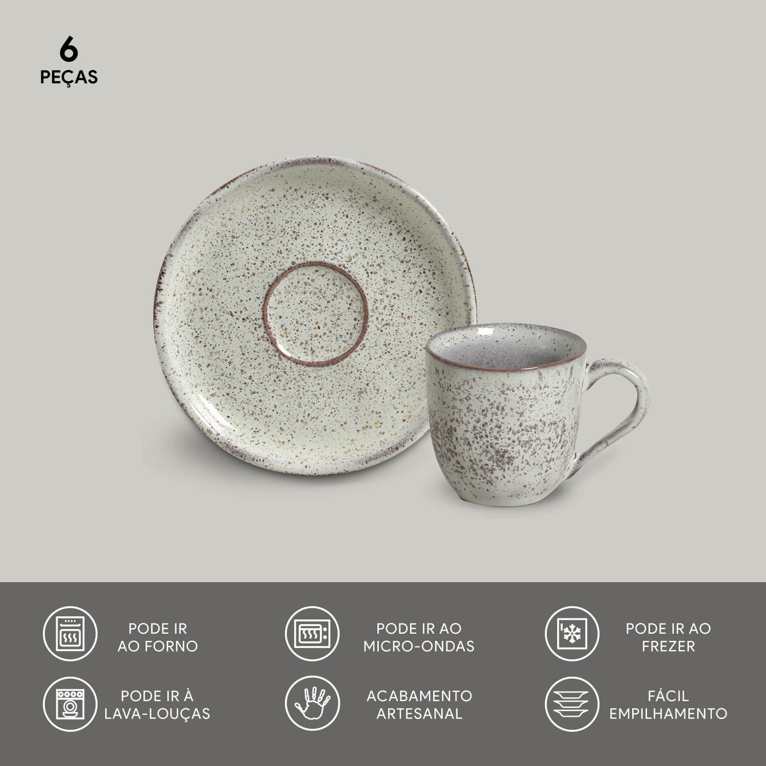 Conjunto com 6 Xícaras de Café com Pires Bio Pistache 120ml - Imagem 3