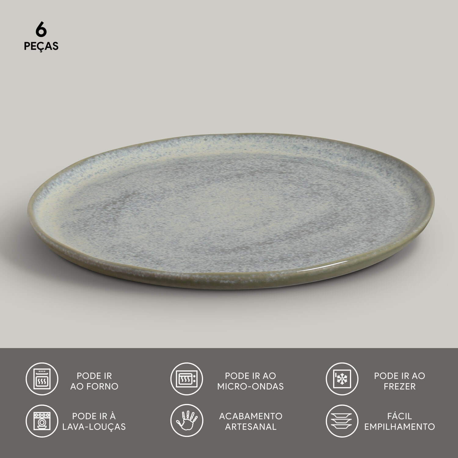 Conjunto com 6 Pratos Raso Bio Green Granite Ø29cm - Imagem 2