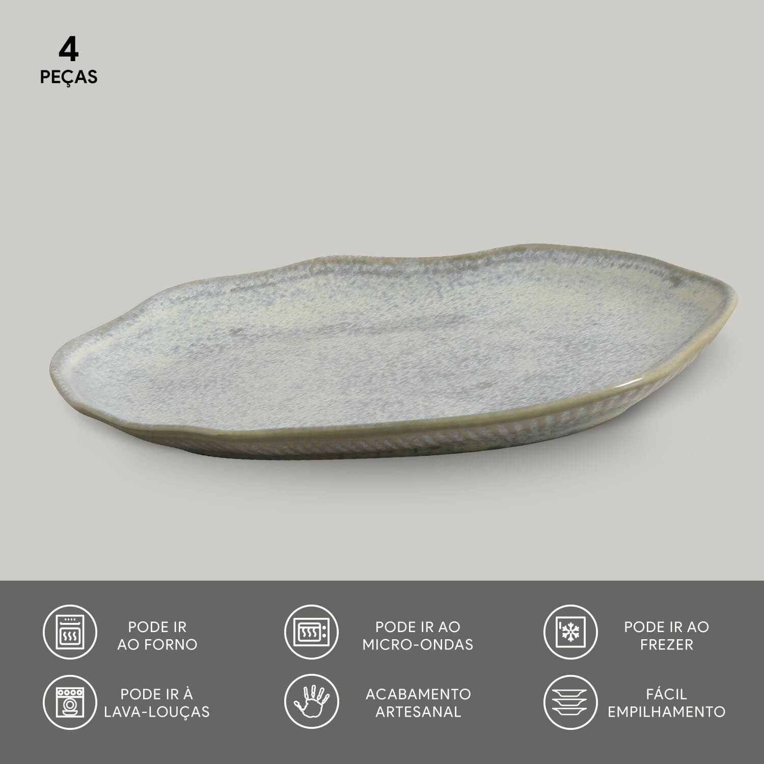 Conjunto com 4 Travessas Oval Rasa Média Bio Green Granite 30x20cm - Imagem 3