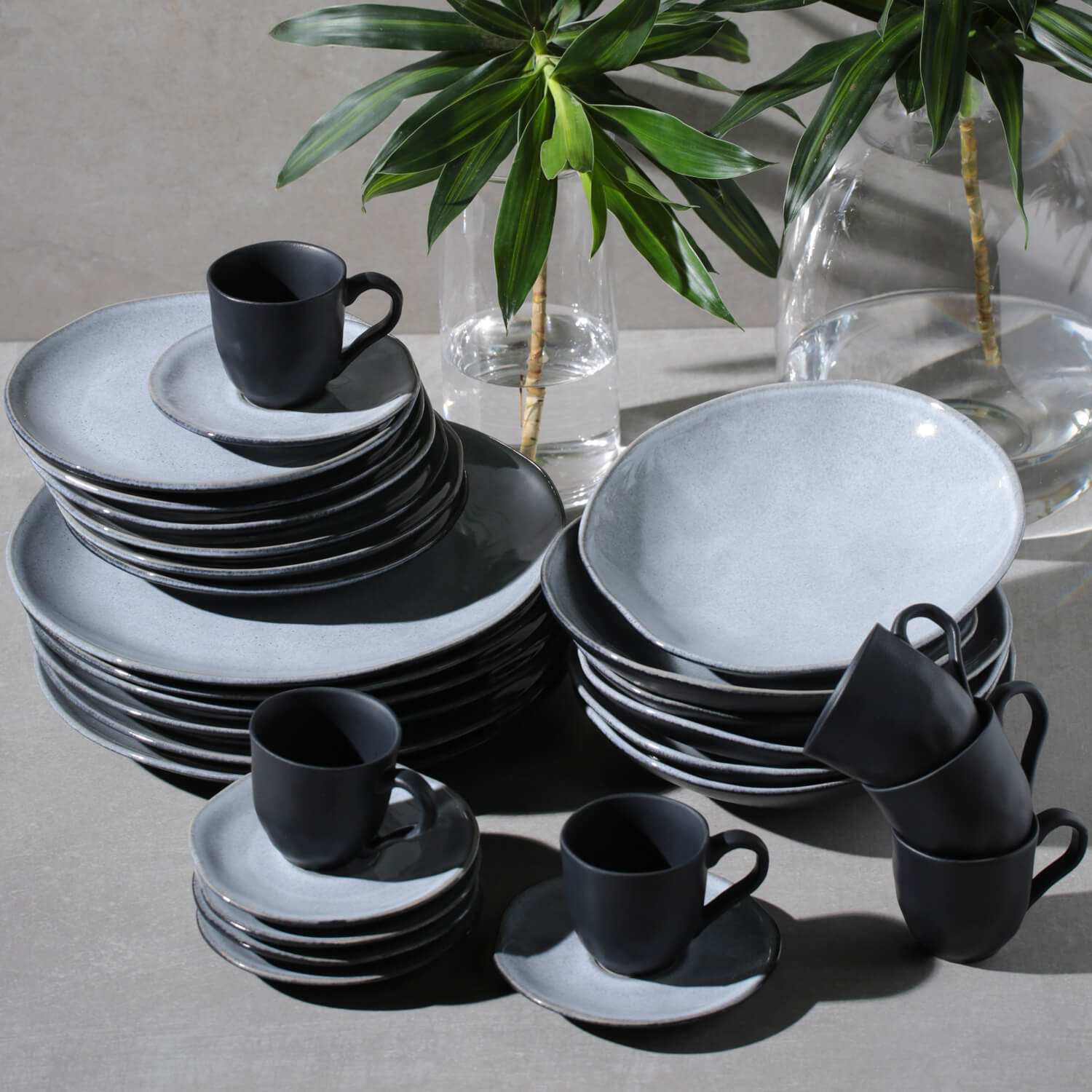 Conjunto com 6 Xícaras de Café com Pires Orgânico Concreto 120ml - Imagem 3