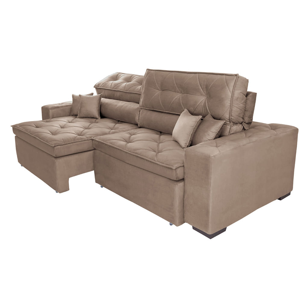 Sofá Retrátil e Reclinável 2,02m Agnus com Molas no Assento Velupluma Castor - Imagem 7