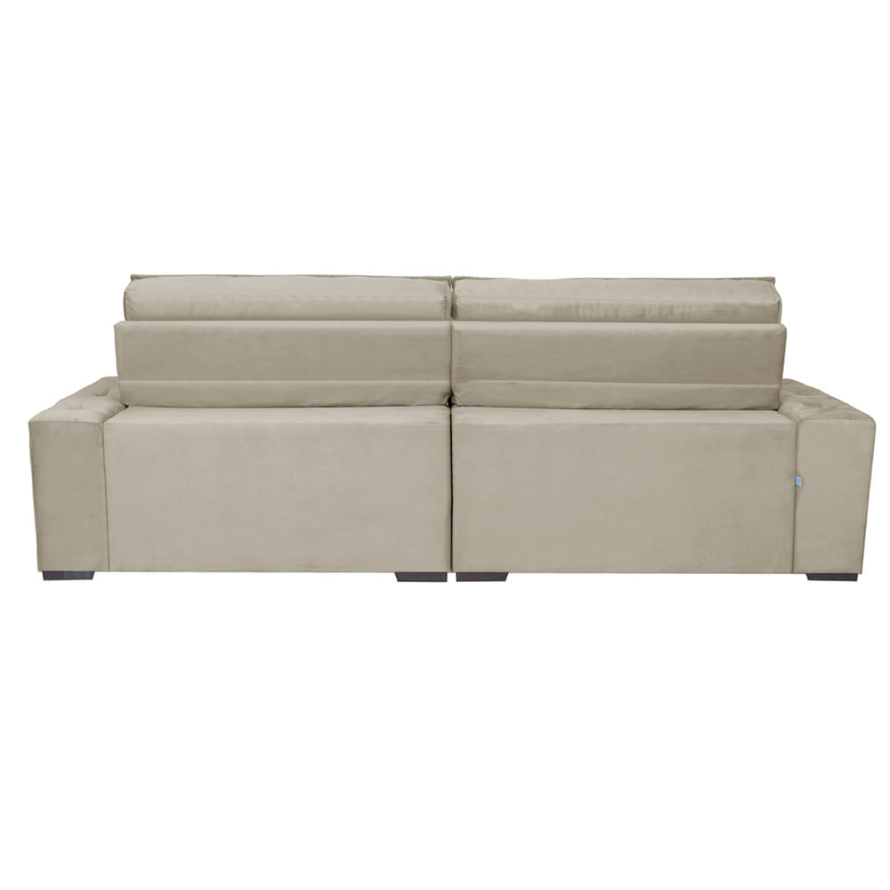 Sofá Retrátil e Reclinável 2,22m Agnus com Molas no Assento Velupluma Bege - Imagem 6