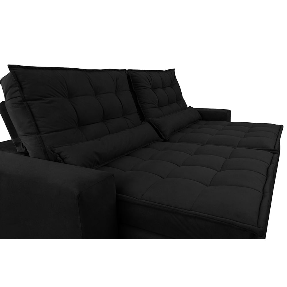 Sofá Retrátil e Reclinável 2,12m com Molas Ensacadas Optimus Tecido Velupluma Preto - Imagem 4