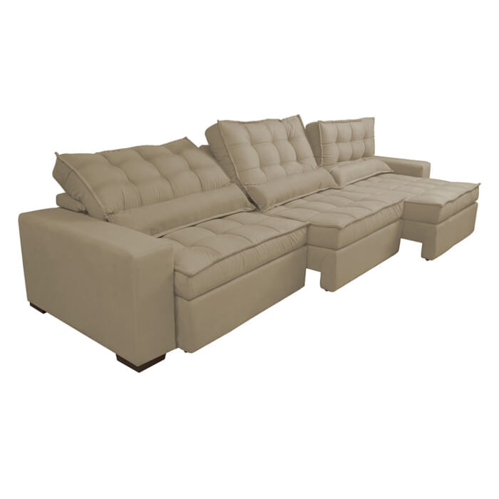 Sofá Retrátil e Reclinável 3,52m com Molas Ensacadas Optimus Tecido Velupluma Castor - Imagem 8