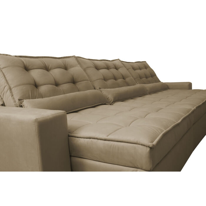 Sofá Retrátil e Reclinável 3,52m com Molas Ensacadas Optimus Tecido Velupluma Castor - Imagem 4