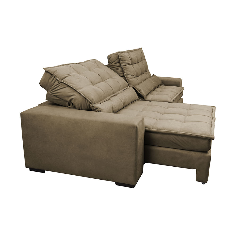 Sofá Retrátil e Reclinável 3,12m com Molas Ensacadas Optimus Tecido Velupluma Castor - Imagem 7