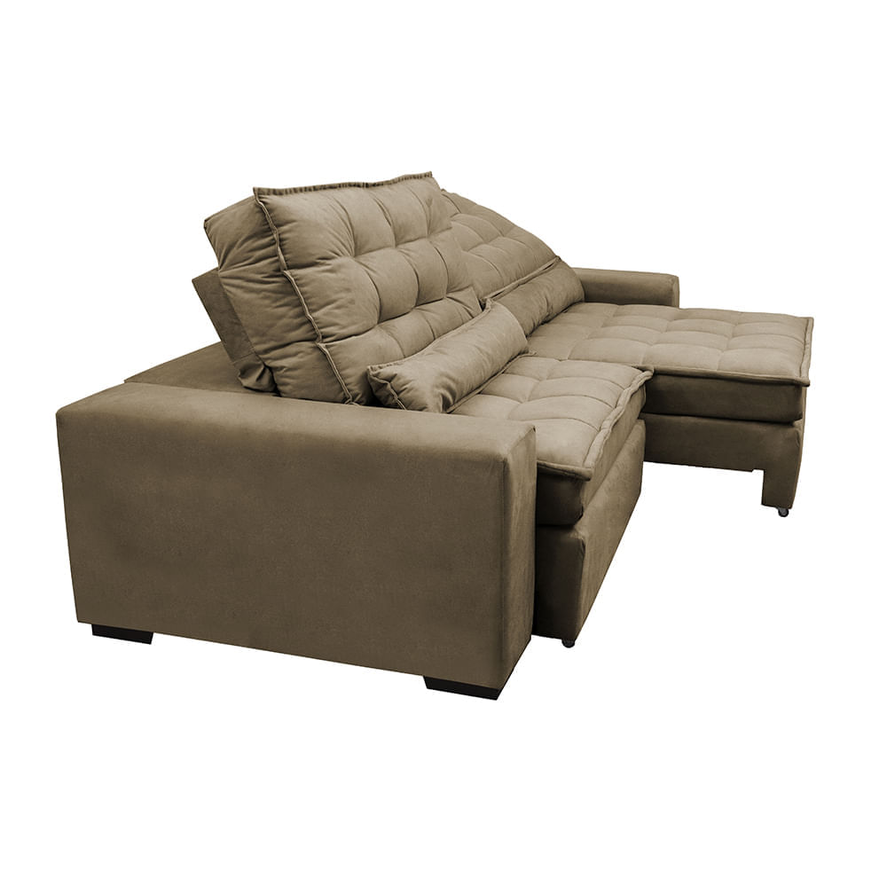 Sofá Retrátil e Reclinável 2,52m com Molas Ensacadas Optimus Tecido Velupluma Castor - Imagem 8