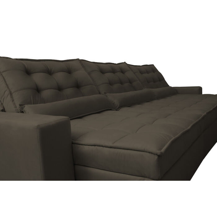 Sofá Retrátil e Reclinável 3,52m com Molas Ensacadas Optimus Tecido Velupluma Café - Imagem 4