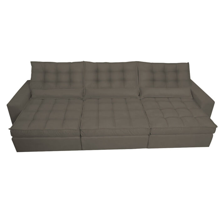 Sofá Retrátil e Reclinável 3,52m com Molas Ensacadas Optimus Tecido Velupluma Café - Imagem 5