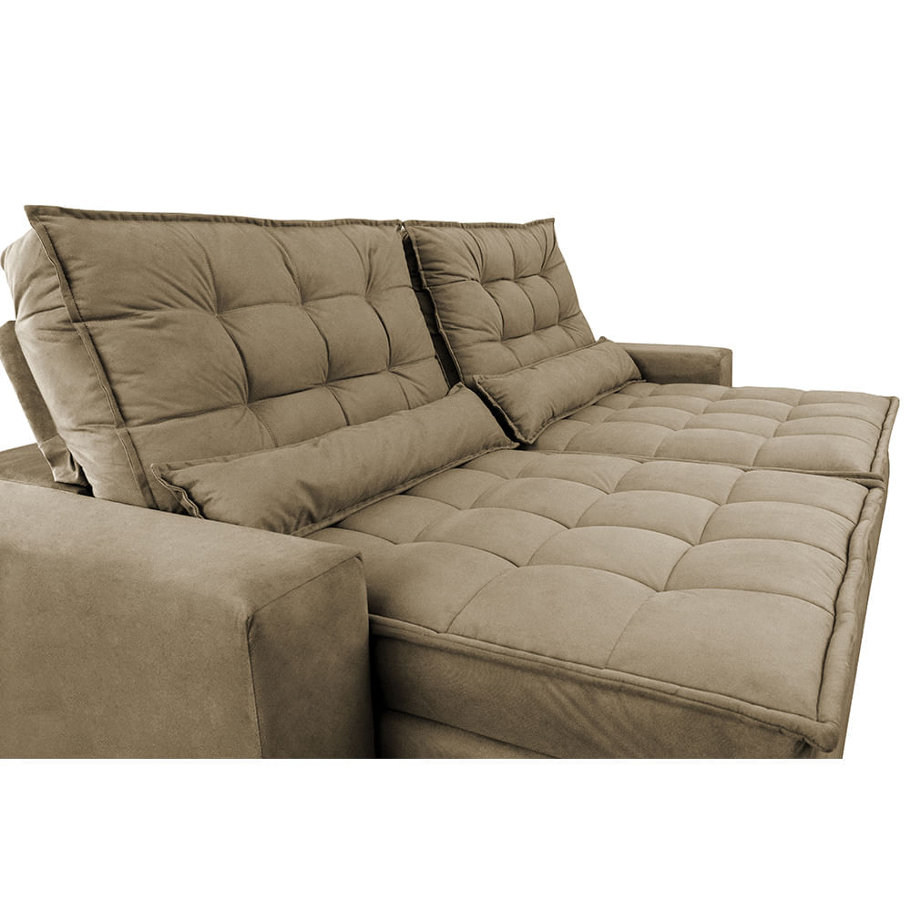 Sofá Retrátil e Reclinável 2,32m com Molas Ensacadas Optimus Tecido Velupluma Castor - Imagem 4