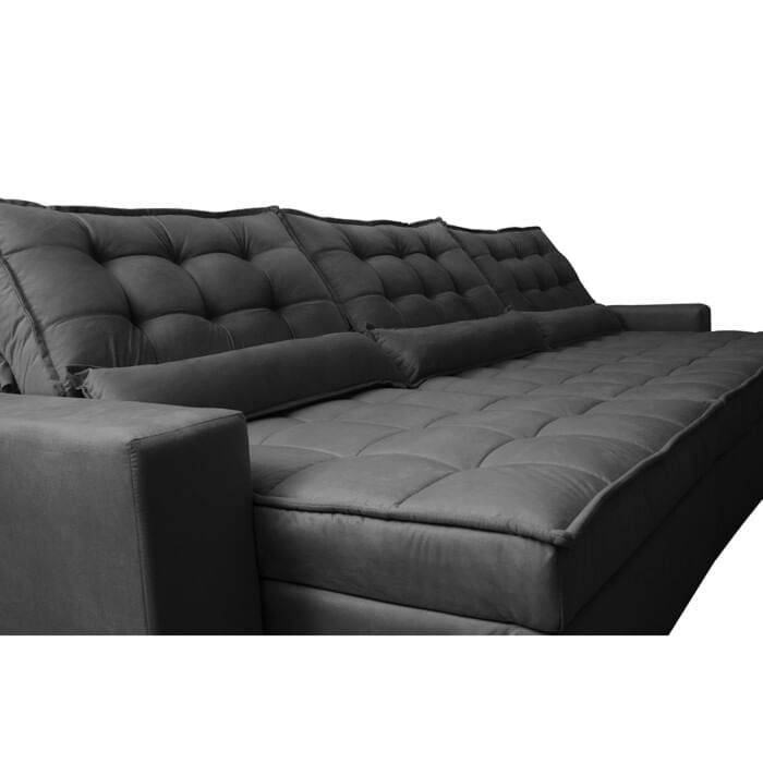 Sofá Retrátil e Reclinável 3,82m com Molas Ensacadas Optimus Tecido Velupluma Preto - Imagem 4