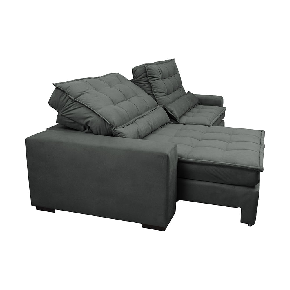 Sofá Retrátil e Reclinável 2,52m com Molas Ensacadas Optimus Tecido Velupluma Cinza - Imagem 7