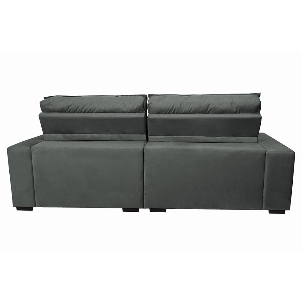 Sofá Retrátil e Reclinável 2,52m com Molas Ensacadas Optimus Tecido Velupluma Cinza - Imagem 6