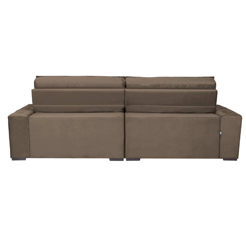 Sofá Retrátil e Reclinável 3,02m Agnus com Molas no Assento Velupluma Café - Imagem 6