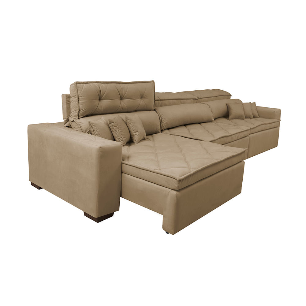 Sofá Retrátil e Reclinável 3,22m Agnus com Molas no Assento Velupluma Castor - Imagem 7