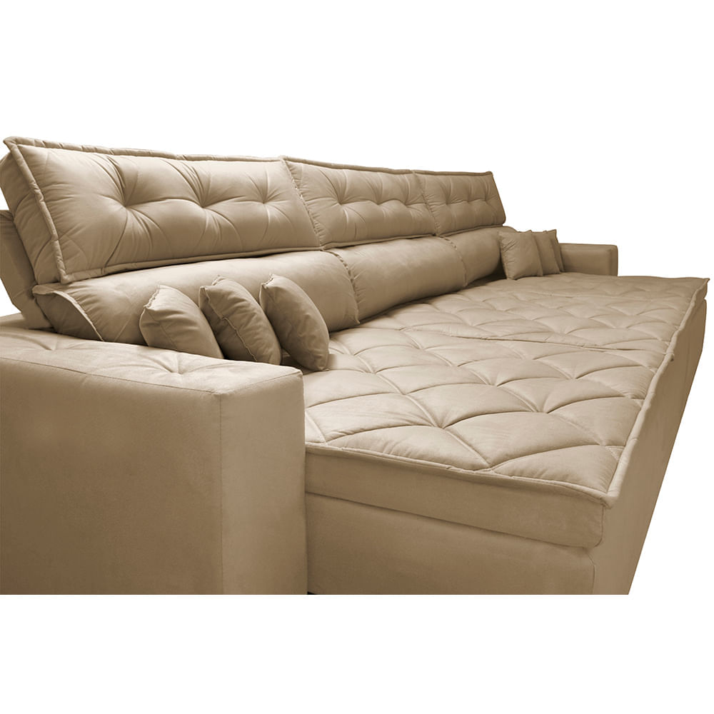 Sofá Retrátil e Reclinável 3,22m Agnus com Molas no Assento Velupluma Castor - Imagem 4